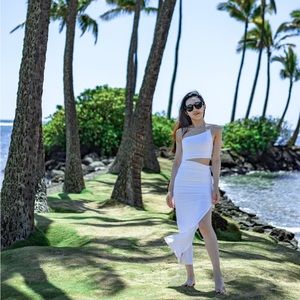 Zara Cut out fitted asymmetrical dress